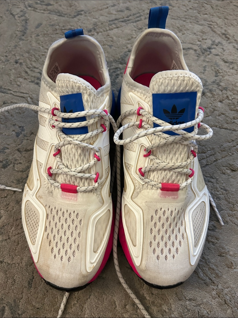 adidas Women White Sneakers with Pink and Blue Accents
